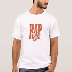 T-shirt Conception de linogravure de main de squelette Hal