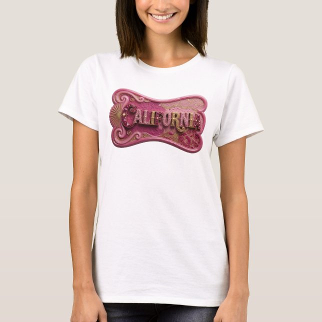 T-shirt Conception de liquéfaction rose et or avec impress (Devant)