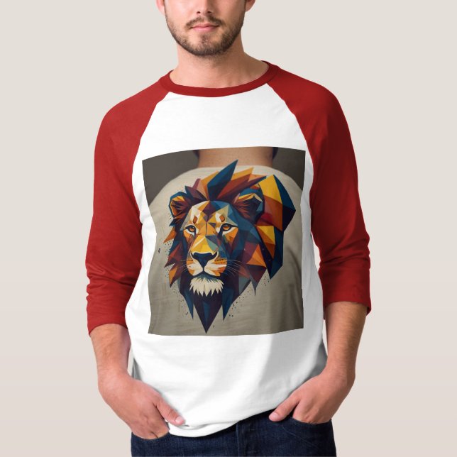T-shirt Conception de logo de lion géométrique pour vêteme (Devant)