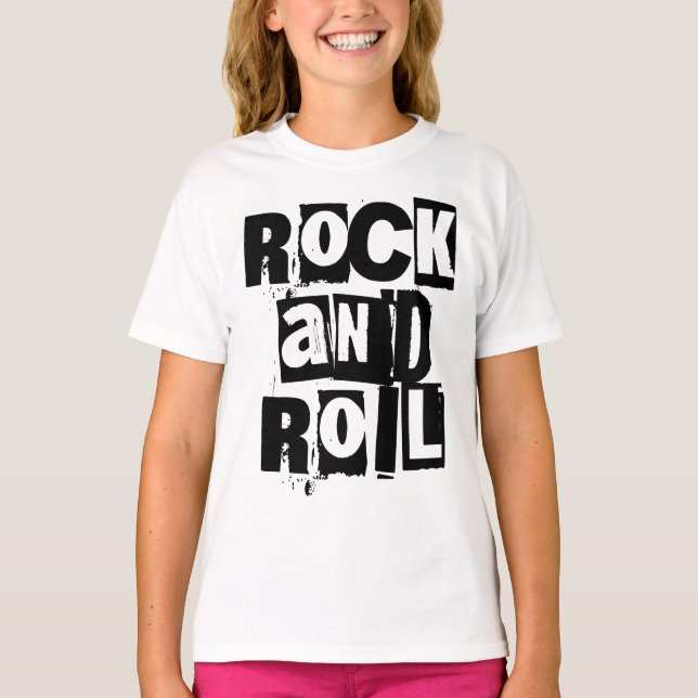 T-shirt Conception de logo Rock and Roll gras et en détres (Devant)