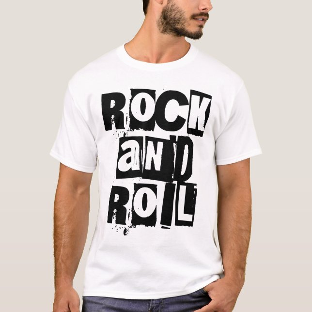 T-shirt Conception de logo Rock and Roll gras et en détres (Devant)