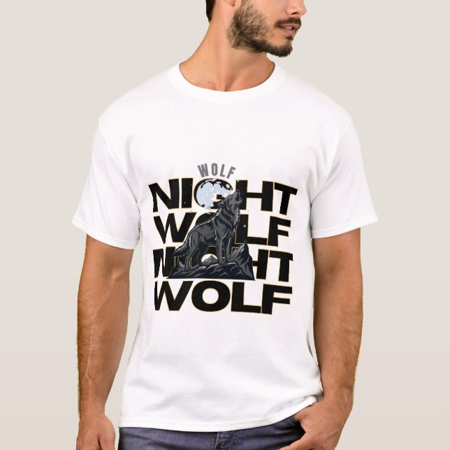 T-shirt Conception de loup de nuit de lune de hurlement de (Devant)