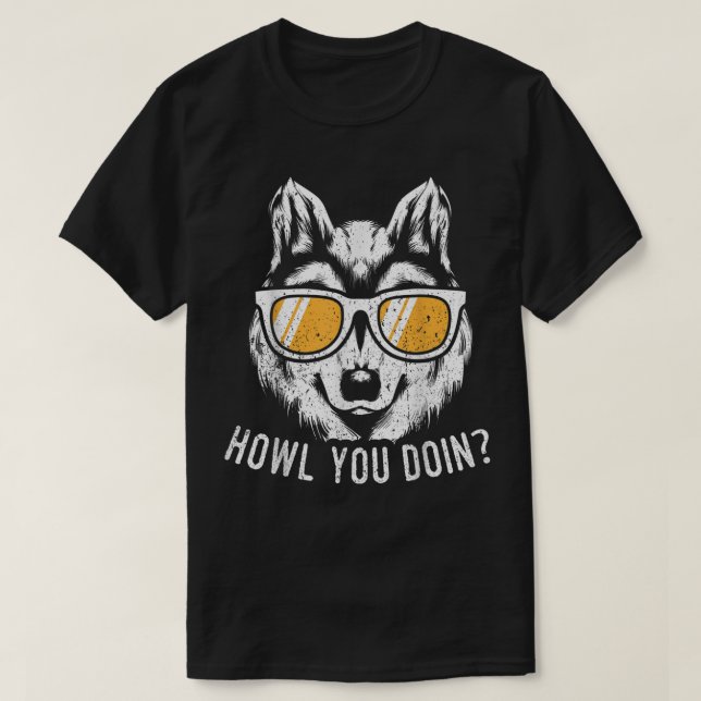 T-shirt Conception de loup drôle Comment vas-tu loups (Design devant)