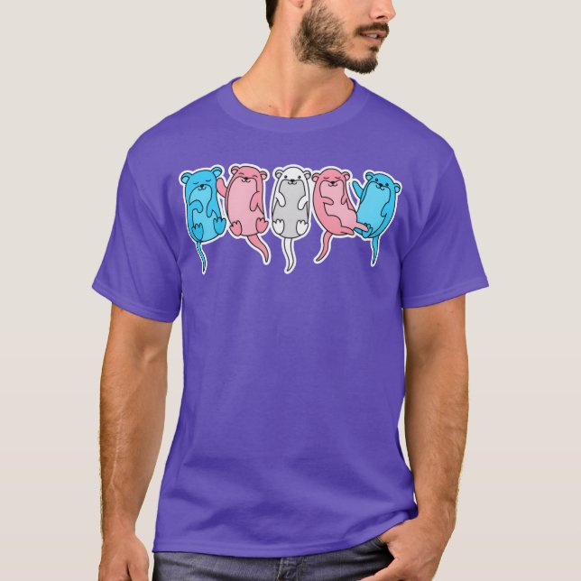 T-shirt Conception de loutre de drapeau trans pour les per (Devant)