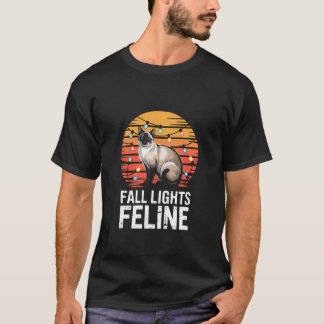 T-shirt Conception de lumières de chat siamois d'automne -