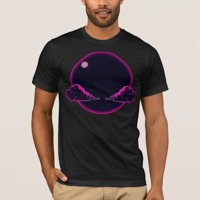 T-shirt Conception de lune avec nuages roses esthétique de (Devant)