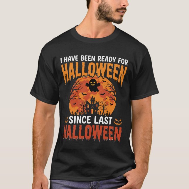 T-shirt Conception de lune de fantôme de maison hantée d'H (Devant)