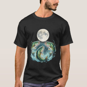 T-shirt Conception de lune hurlante de pêcheur de bluegill