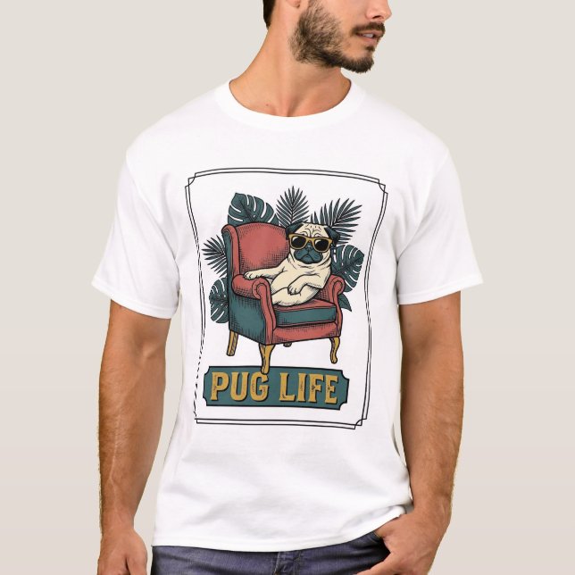 T-shirt Conception de lunettes de soleil pour chien de vie (Devant)