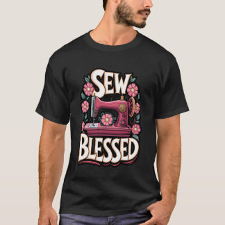 T-shirt Conception de machine à coudre vintage Sew Blessed