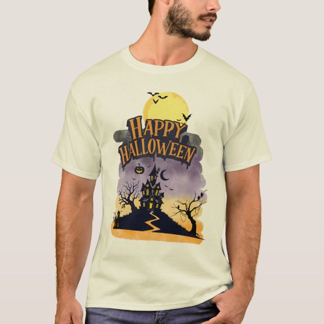 T-shirt Conception de maison hantée au coucher du soleil v (Devant)