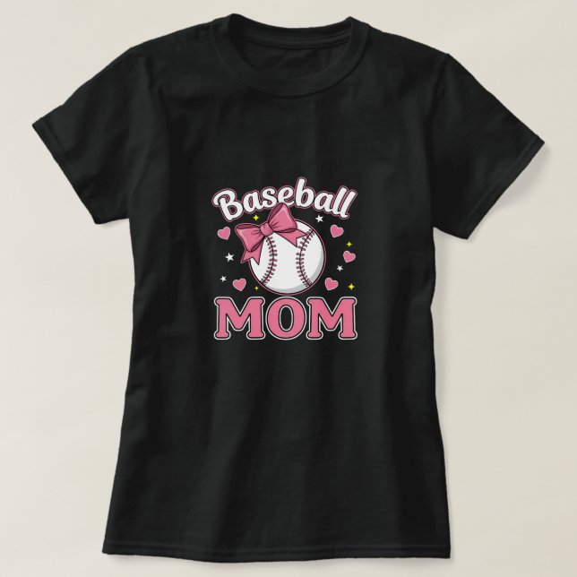 T-shirt Conception de maman de baseball rose mignonne (Design devant)