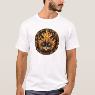T-shirt Conception de Mandala de chat de feu mystique