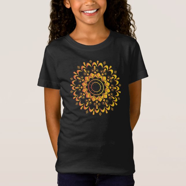 T-Shirt Conception de mandala unique doré-95747 (Devant)