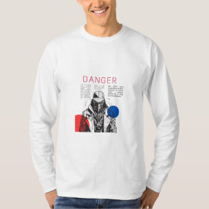 T-shirt Conception de maquette de style de danger