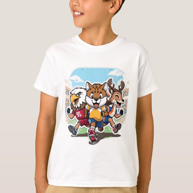 T-shirt Conception de mascotte de dessin animé d'équipe de (Devant)