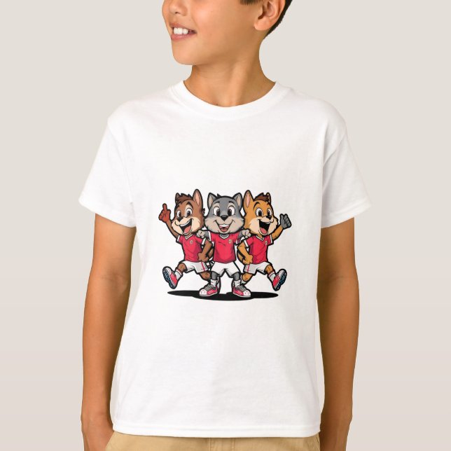 T-shirt Conception de mascotte de dessin animé d'équipe de (Devant)