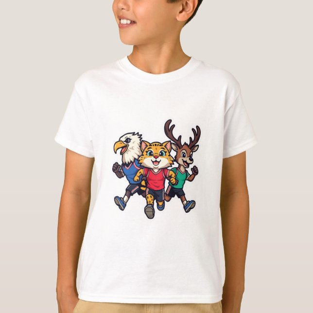 T-shirt Conception de mascotte de dessin animé d'équipe de (Devant)