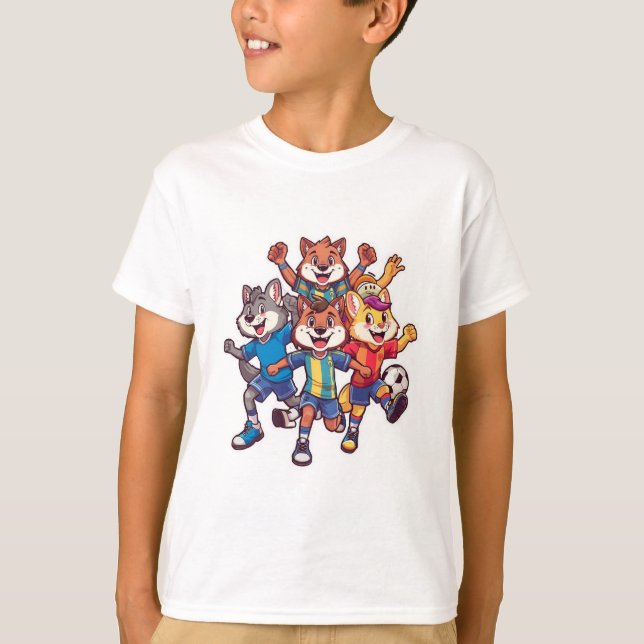 T-shirt Conception de mascotte de dessin animé d'équipe de (Devant)