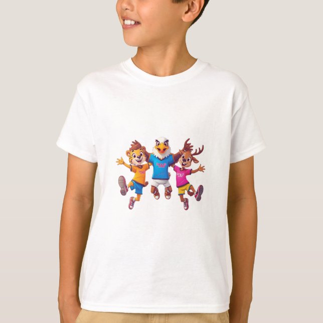 T-shirt Conception de mascotte de dessin animé d'équipe de (Devant)