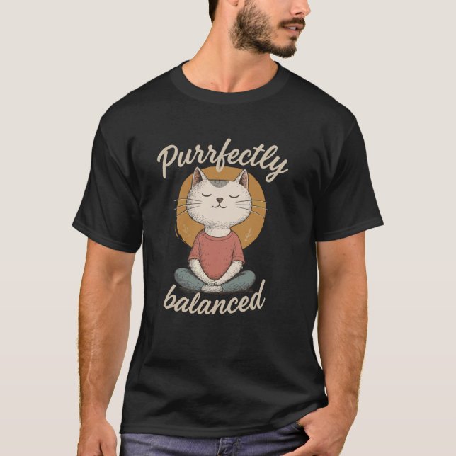 T-shirt Conception de méditation de chat zen parfaitement  (Devant)
