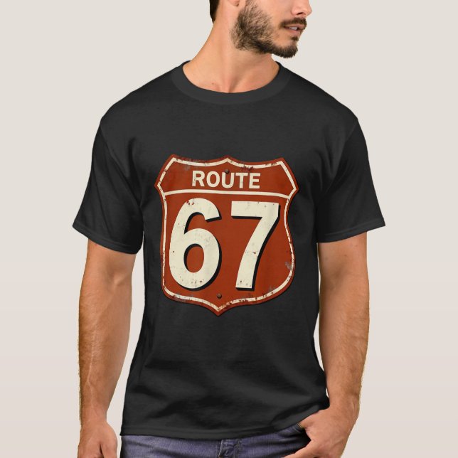 T-shirt Conception de mème de route 67 drôle rétro  (Devant)