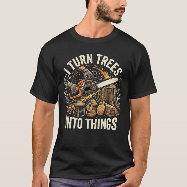T-shirt Conception de menuiserie d'arbre à table (Devant)