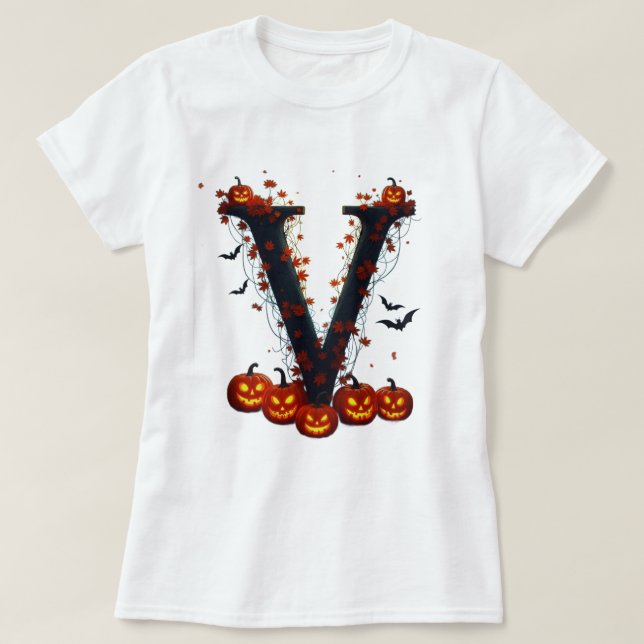 T-shirt Conception de minuit avec la lettre V  (Design devant)