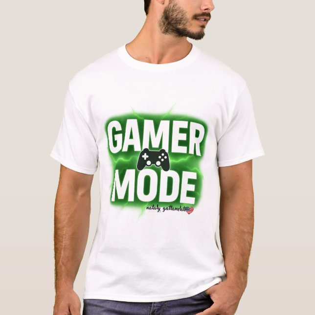 T-shirt Conception de mode de joueur vert néon (Devant)