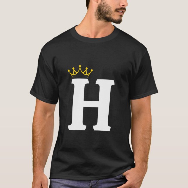 T-shirt Conception de monogramme avec lettre H couronnée (Devant)