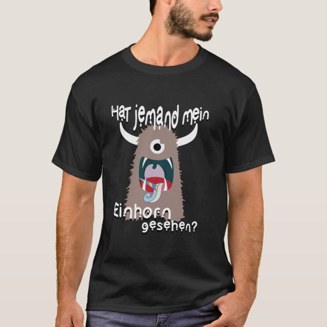 T-shirt Conception de monstre drôle avec licorne et dicton (Devant)