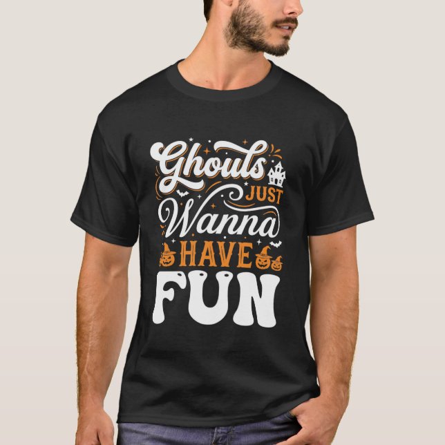 T-shirt Conception de monstres d'Halloween qui veulent jus (Devant)