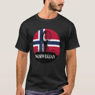T-shirt Conception de monument norvégien avec drapeau