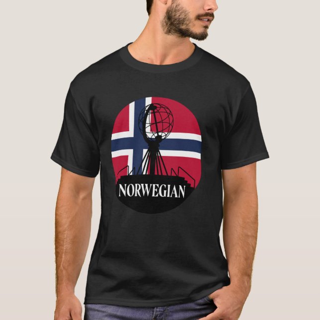 T-shirt Conception de monument norvégien avec drapeau (Devant)