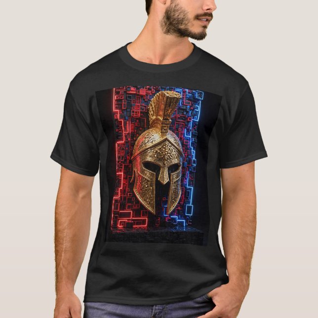 T-shirt Conception de mosaïque 3D extra Néon Spartan  (Devant)