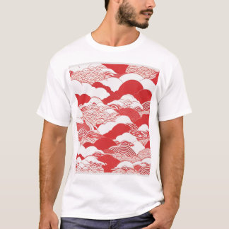 T-shirt Conception de motif traditionnel japonais bleu géo