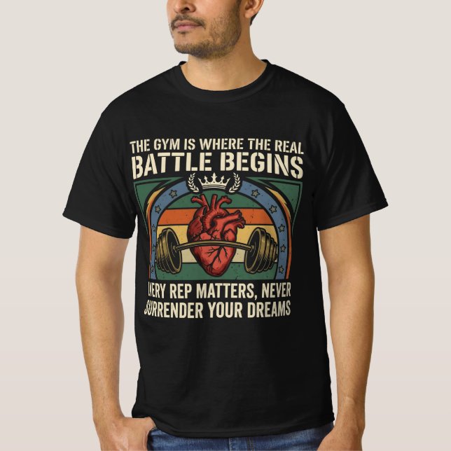 T-shirt Conception de motivation de gym pour début de bata (Devant)