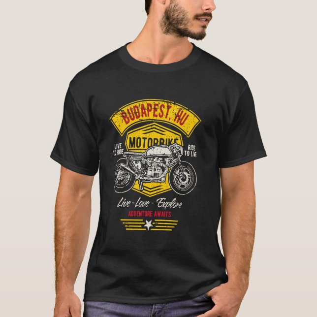 T-shirt Conception de moto rétro à Budapest HU (Devant)