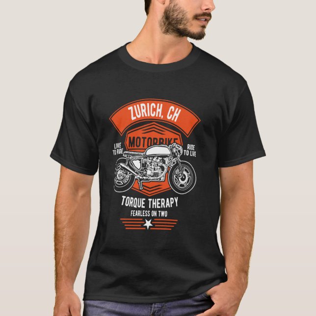T-shirt Conception de moto rétro Zurich CH (Devant)