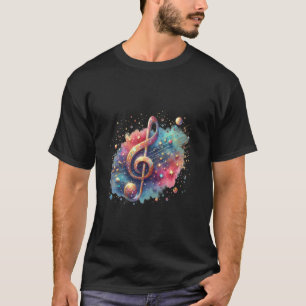 T-shirt Conception de musique cosmique avec symbole de clé