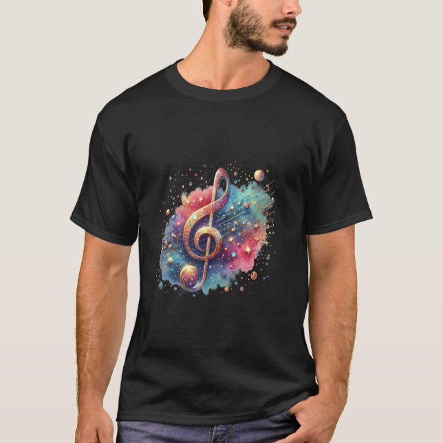 T-shirt Conception de musique cosmique avec symbole de clé (Devant)