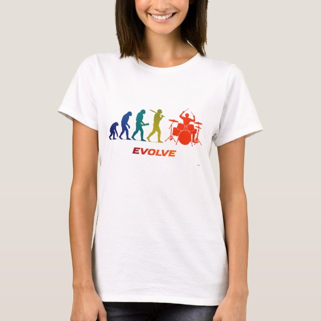 T-shirt Conception de musique en silhouette de l'évolution (Devant)