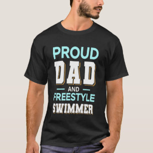 T-shirt Conception de nageur en style libre Papa fier Bleu