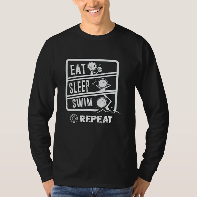 T-shirt Conception de nageur mignon - Manger Dormir Nager  (Devant)