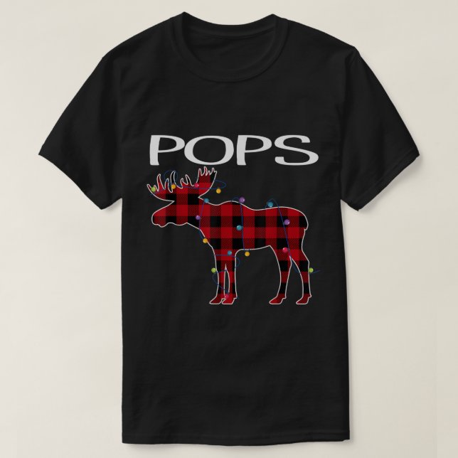 T-shirt Conception de Noël à carreaux de l'orignal pour Pa (Design devant)