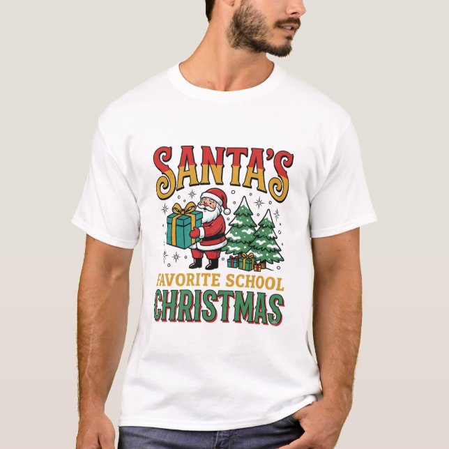 T-shirt Conception de Noël de l'école préférée du Père Noë (Devant)