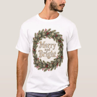 T-shirt Conception de Noël vintage joyeuse et lumineuse