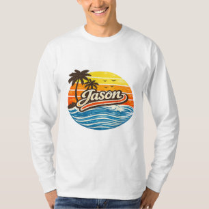 T-shirt Conception de nom Coucher de soleil Rétro Jason