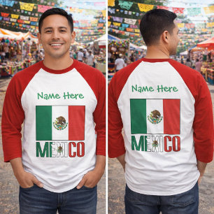 T-shirt Conception de nom de drapeau du Mexique personnali