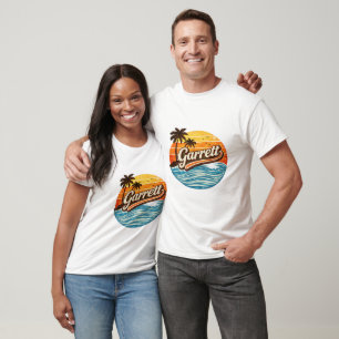 T-shirt Conception de nom Garrett Retro Sunset